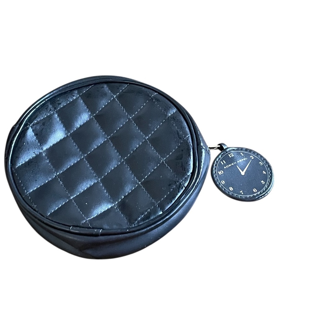 5 for $25 Black Quilted Round Pouch with Clock Charm